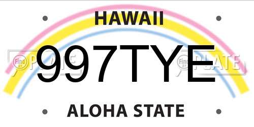997TYE Hawaii License Plate