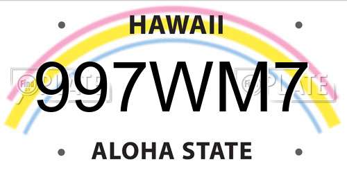 997WM7 Hawaii License Plate