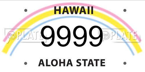 9999 Hawaii License Plate