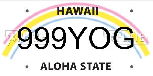 999YOG Hawaii License Plate