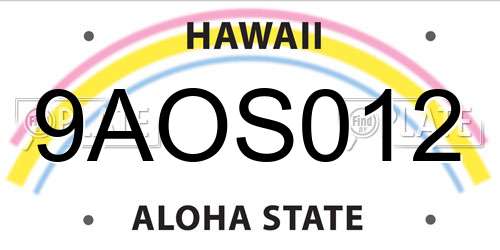 9AOS012 Hawaii License Plate
