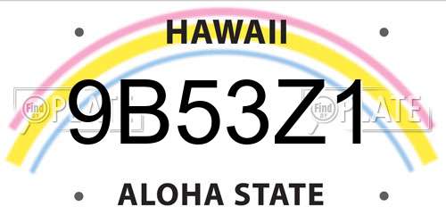 9B53Z1 Hawaii License Plate