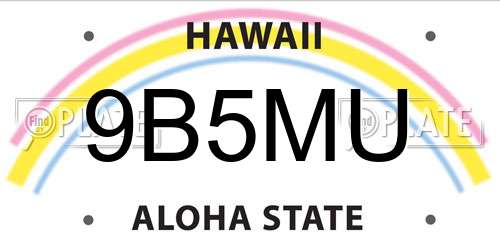9B5MU Hawaii License Plate