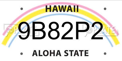 9B82P2 Hawaii License Plate