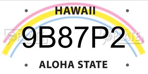 9B87P2 Hawaii License Plate
