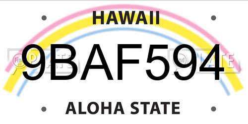 9BAF594 Hawaii License Plate