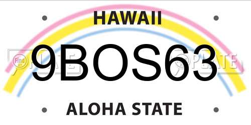 9BOS63 Hawaii License Plate