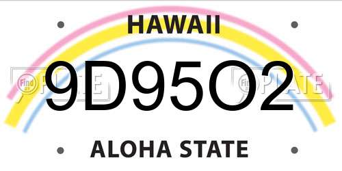 9D95O2 Hawaii License Plate