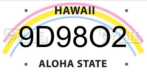 9D98O2 Hawaii License Plate