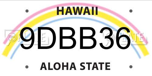 9DBB36 Hawaii License Plate