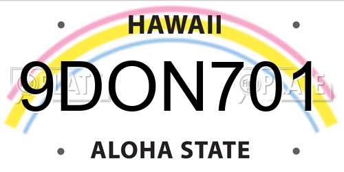 9DON701 Hawaii License Plate