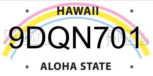 9DQN701 Hawaii License Plate