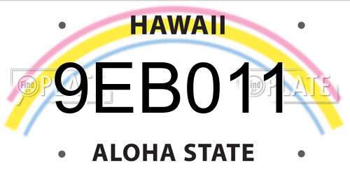 9EB011 Hawaii License Plate