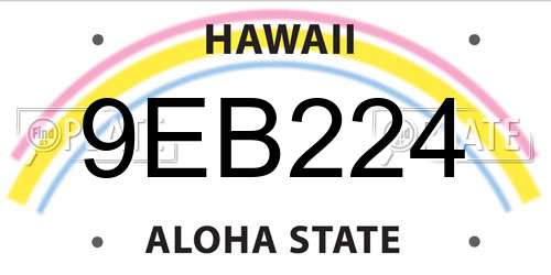 9EB224 Hawaii License Plate