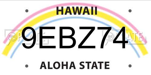 9EBZ74 Hawaii License Plate