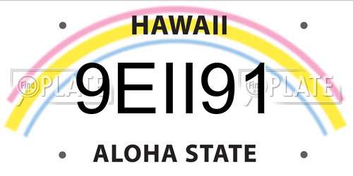 9EII91 Hawaii License Plate