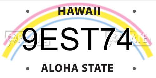 9EST74 Hawaii License Plate