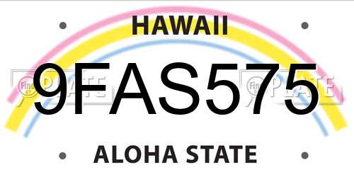 9FAS575 Hawaii License Plate