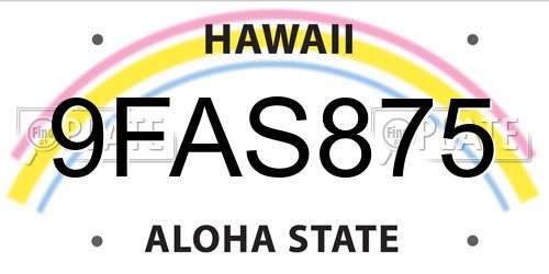 9FAS875 Hawaii License Plate