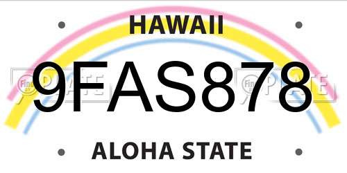 9FAS878 Hawaii License Plate