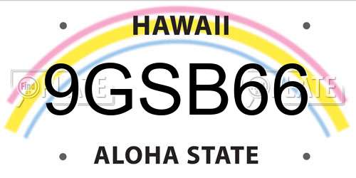 9GSB66 Hawaii License Plate