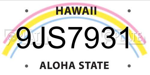 9JS7931 Hawaii License Plate