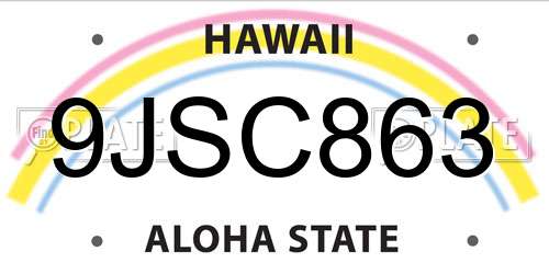 9JSC863 Hawaii License Plate