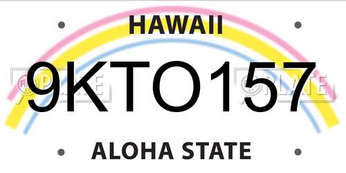 9KTO157 Hawaii License Plate