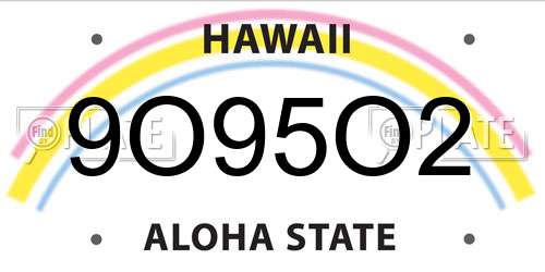 9O95O2 Hawaii License Plate