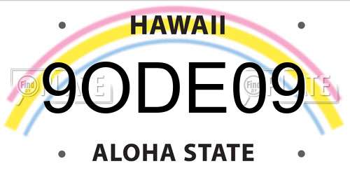 9ODE09 Hawaii License Plate