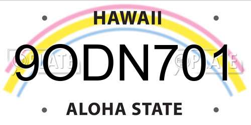 9ODN701 Hawaii License Plate