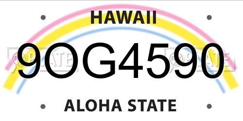 9OG4590 Hawaii License Plate