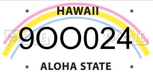 9OO024 Hawaii License Plate