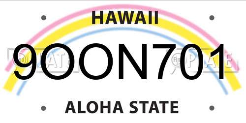 9OON701 Hawaii License Plate