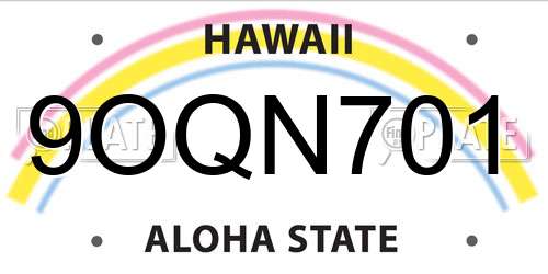 9OQN701 Hawaii License Plate