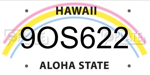 9OS622 Hawaii License Plate