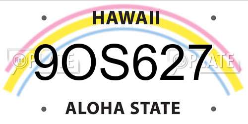 9OS627 Hawaii License Plate