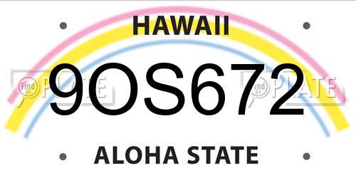 9OS672 Hawaii License Plate