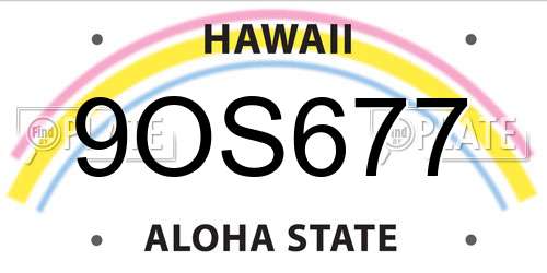9OS677 Hawaii License Plate