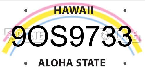 9OS9733 Hawaii License Plate