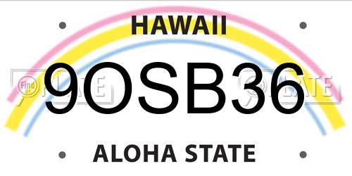 9OSB36 Hawaii License Plate