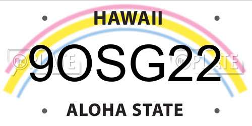 9OSG22 Hawaii License Plate