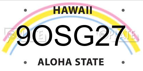 9OSG27 Hawaii License Plate