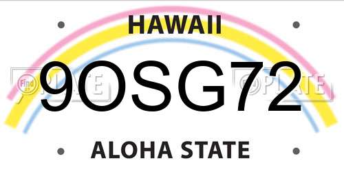 9OSG72 Hawaii License Plate