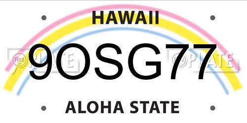 9OSG77 Hawaii License Plate