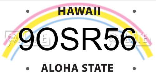 9OSR56 Hawaii License Plate