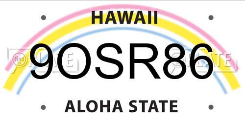9OSR86 Hawaii License Plate