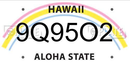 9Q95O2 Hawaii License Plate