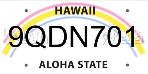 9QDN701 Hawaii License Plate