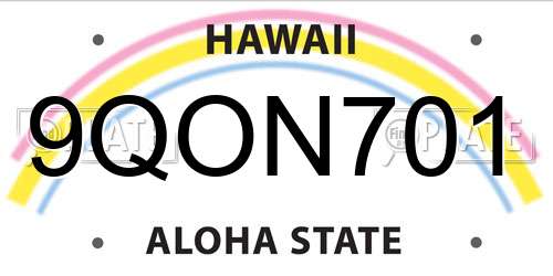 9QON701 Hawaii License Plate